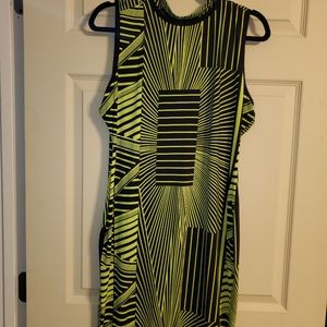 Lime green & black graphic dress